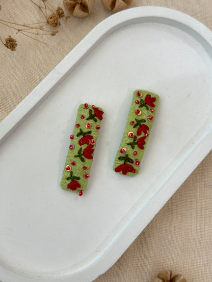 Crimson Garden Handmade Hair Clips - Pack of 2