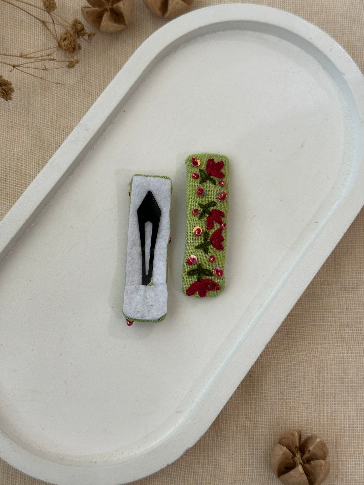 Crimson Garden Handmade Hair Clips - Pack of 2