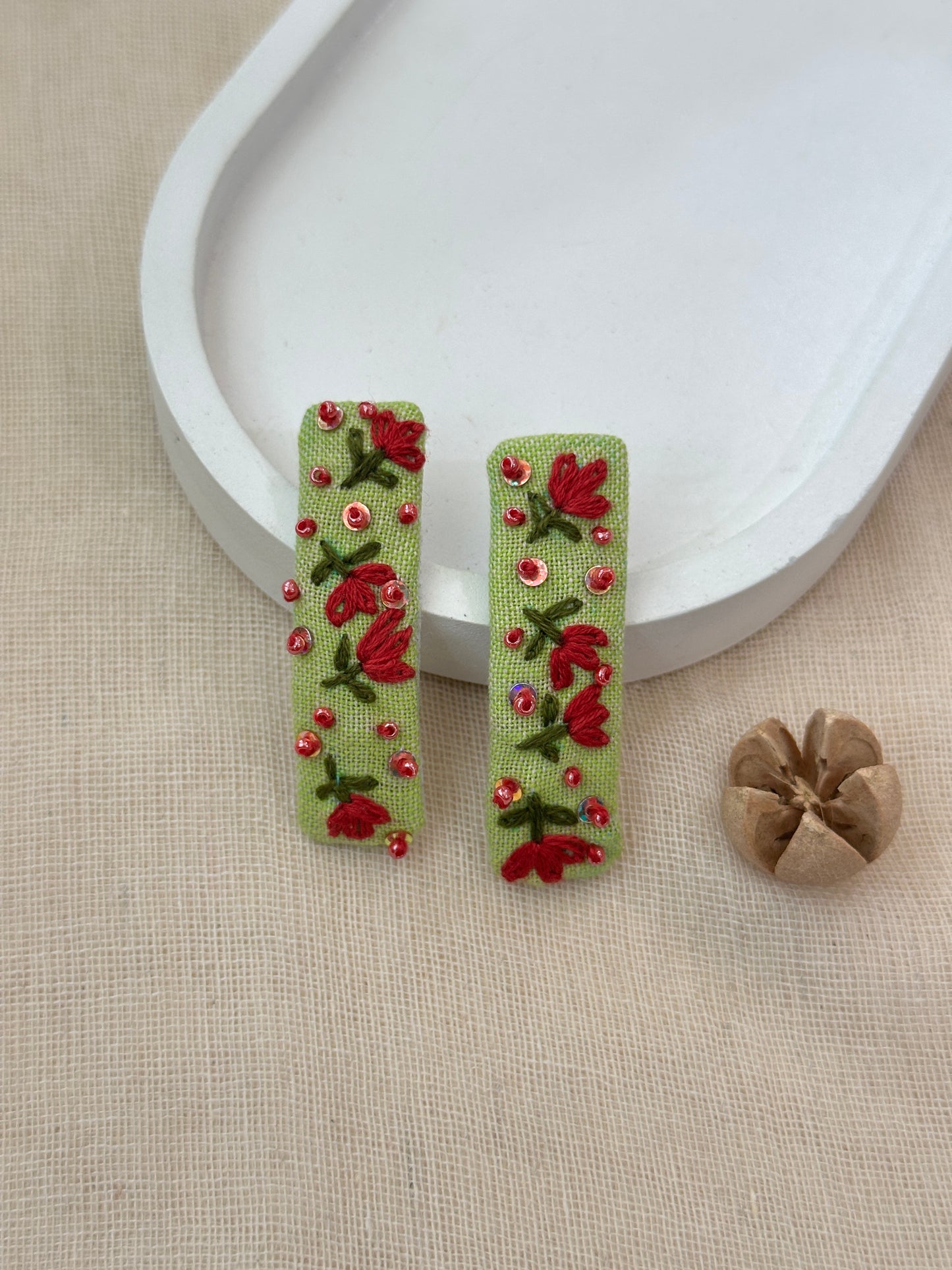 Crimson Garden Handmade Hair Clips - Pack of 2