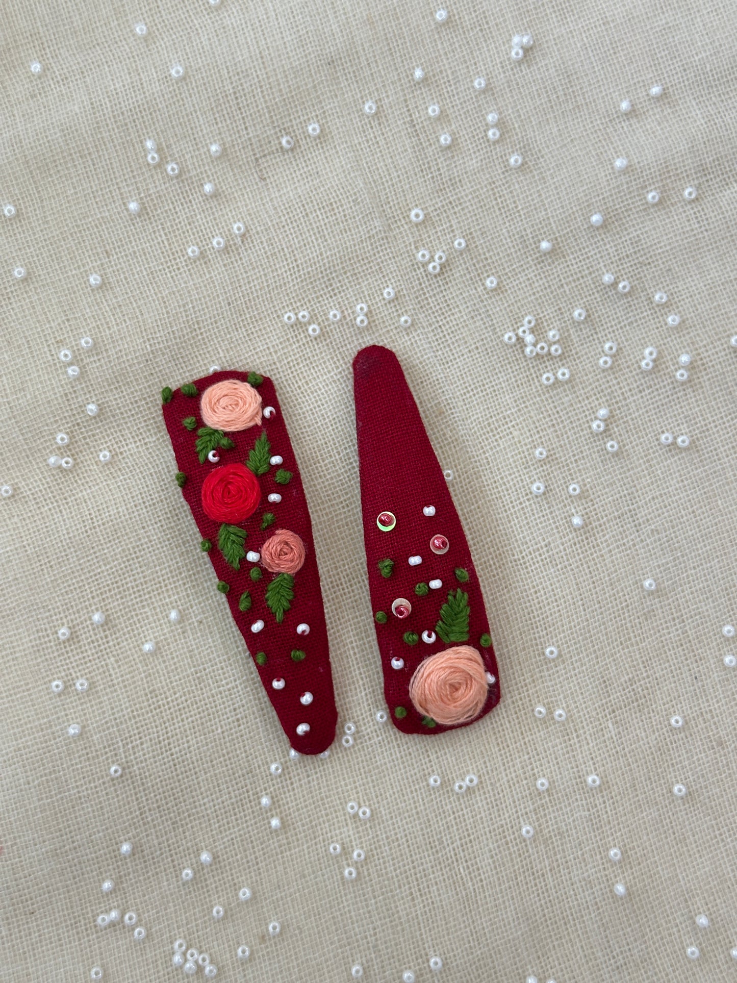 Ruby Garden Snaps Handmade Hair Clips - Pack of 2