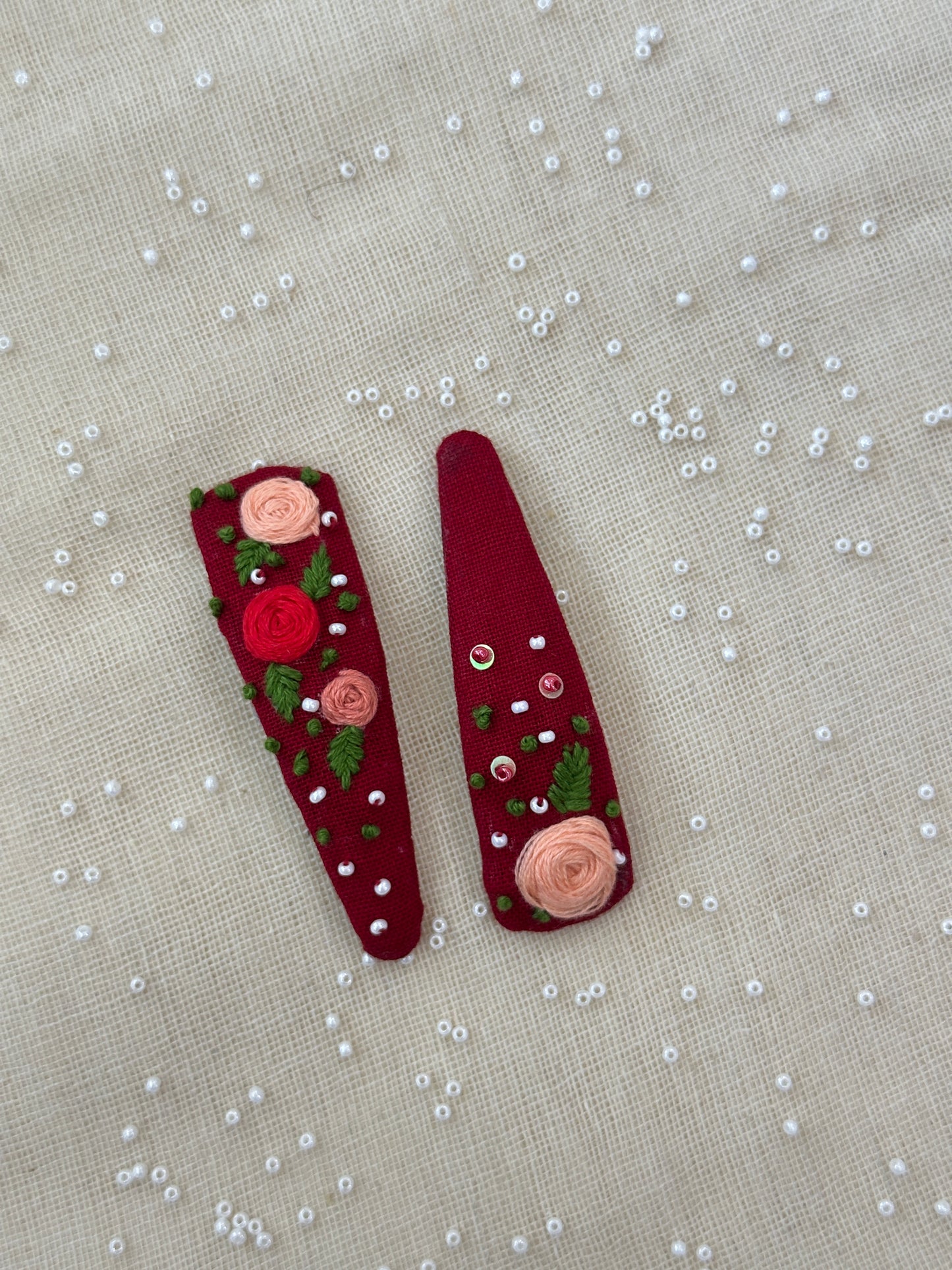Ruby Garden Snaps Handmade Hair Clips - Pack of 2