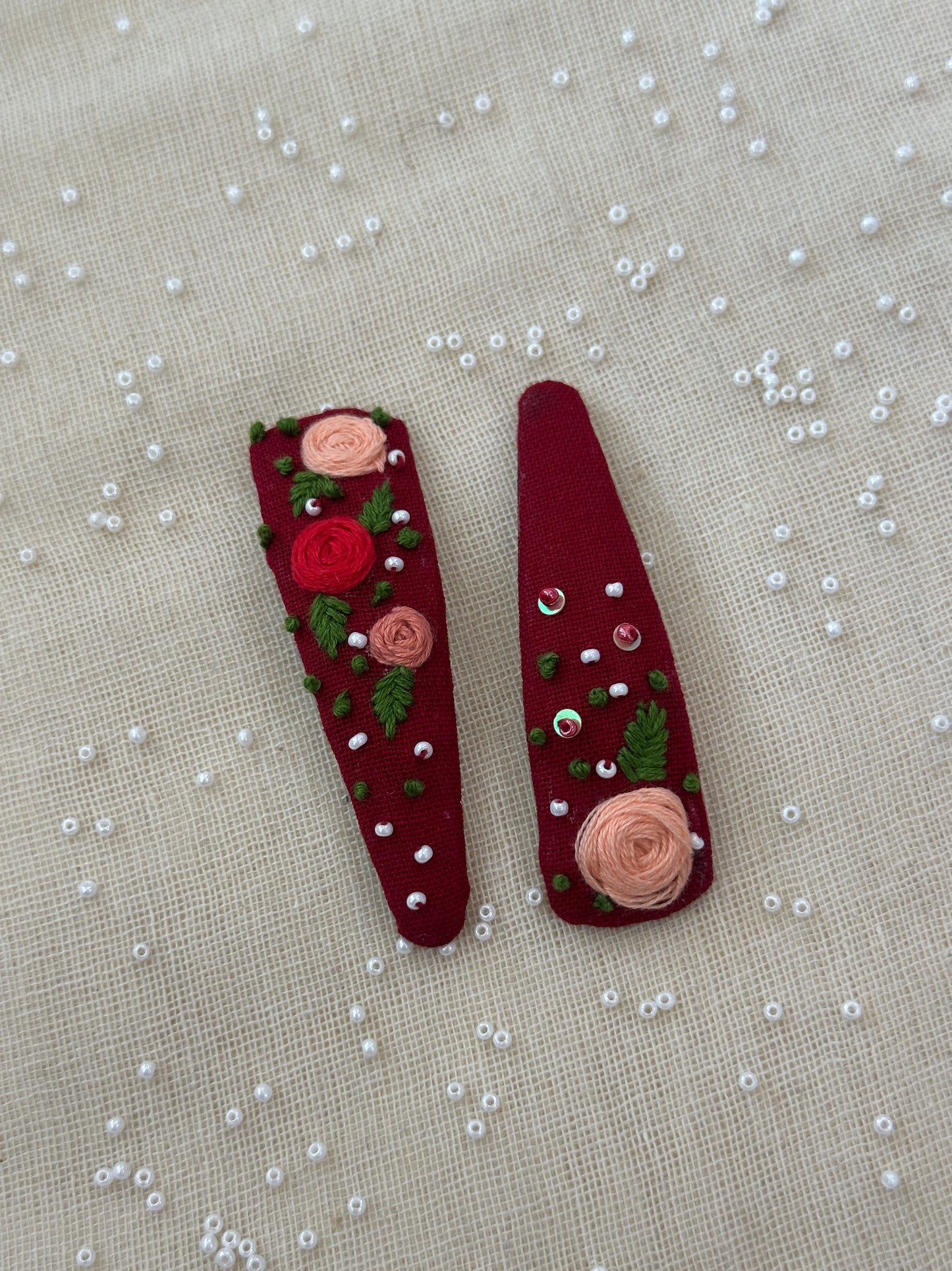 Ruby Garden Snaps Handmade Hair Clips - Pack of 2