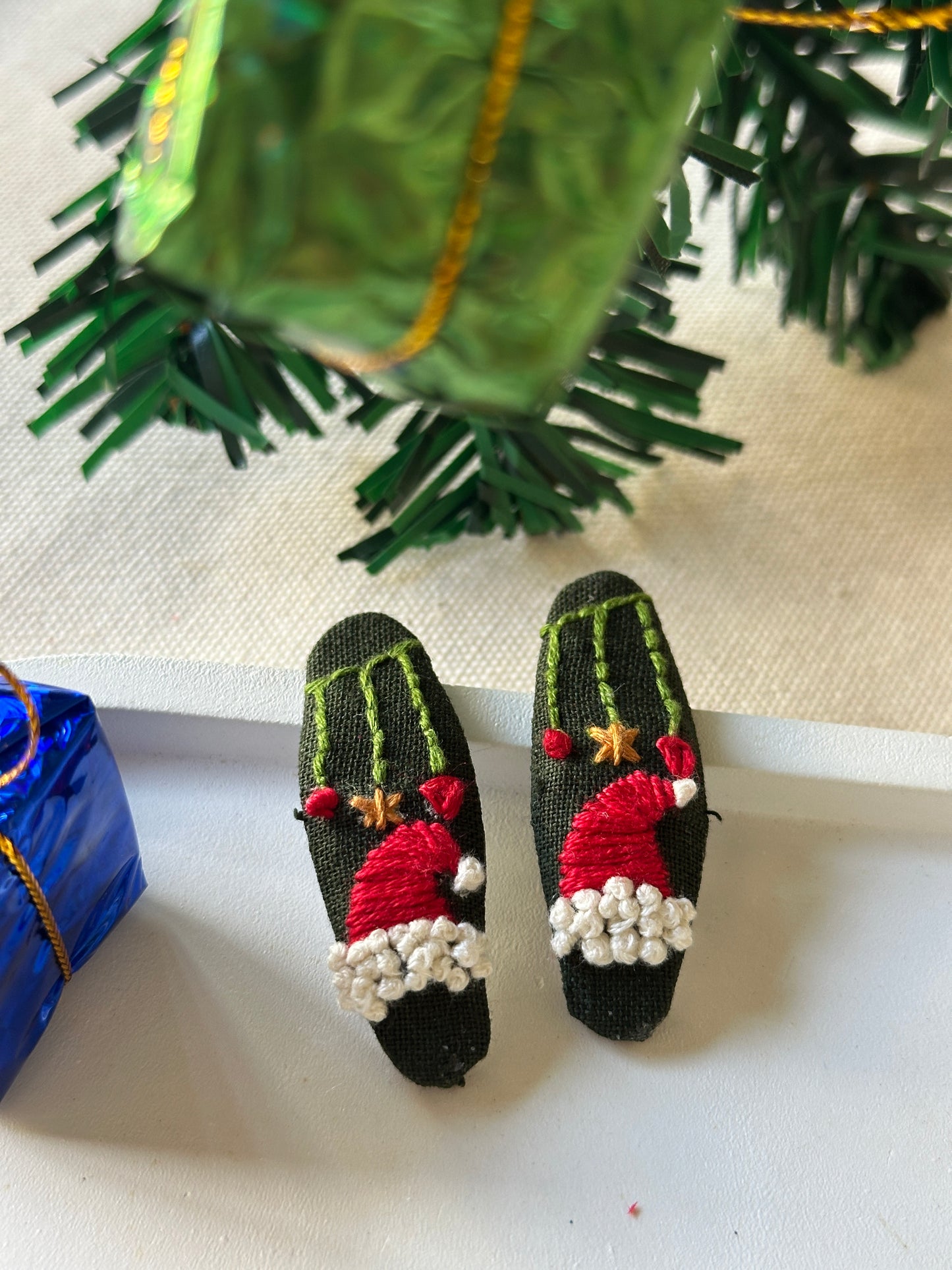 Little Santa Hat Handmade Hair Clips - Pack of 2