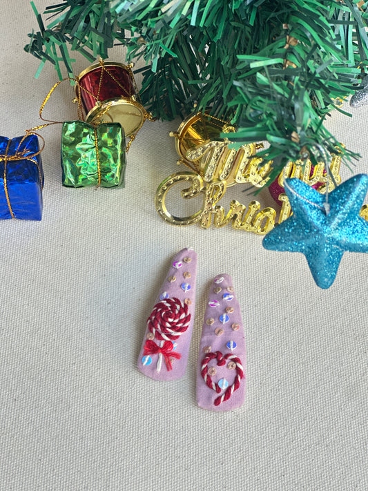 Sugar Pop Christmas Handmade Hair Clips - Pack of 2