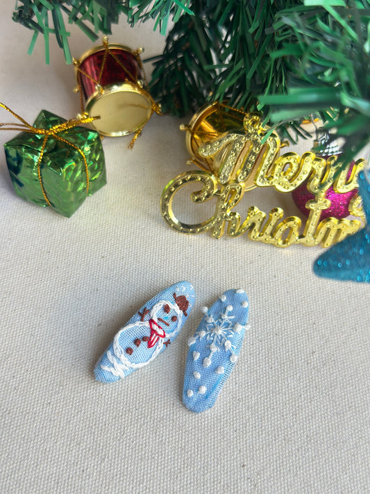 Snow Buddy Winter Clips Handmade Hair Clips - Pack of 2