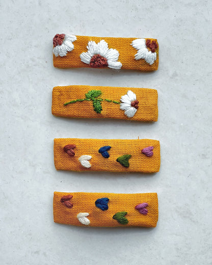 Sunflower & Hearts Hair Clips - Pack Of 4