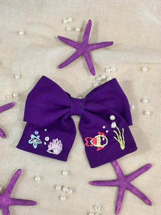 Purple Aquatic Handmade Hair Bow