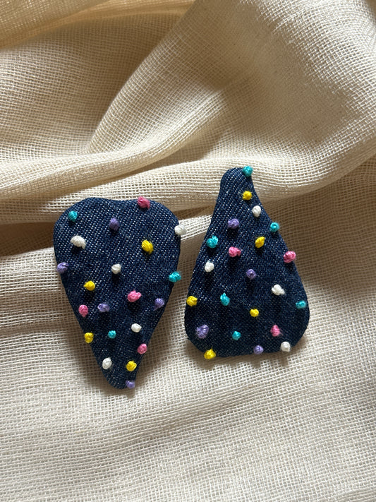 Denim drops & dotted dreams Handmade Hair Clips - Pack Of 2