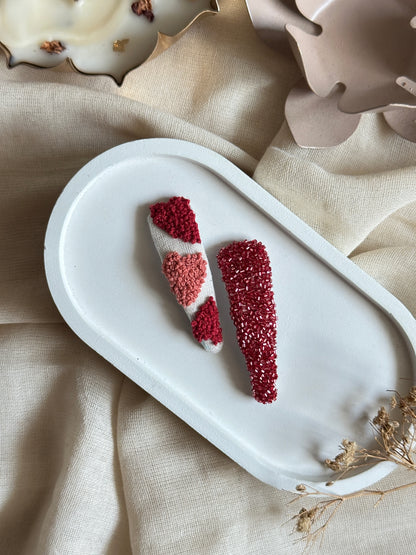Rosy Texture Ties Handmade Hair Clips - Pack Of 2