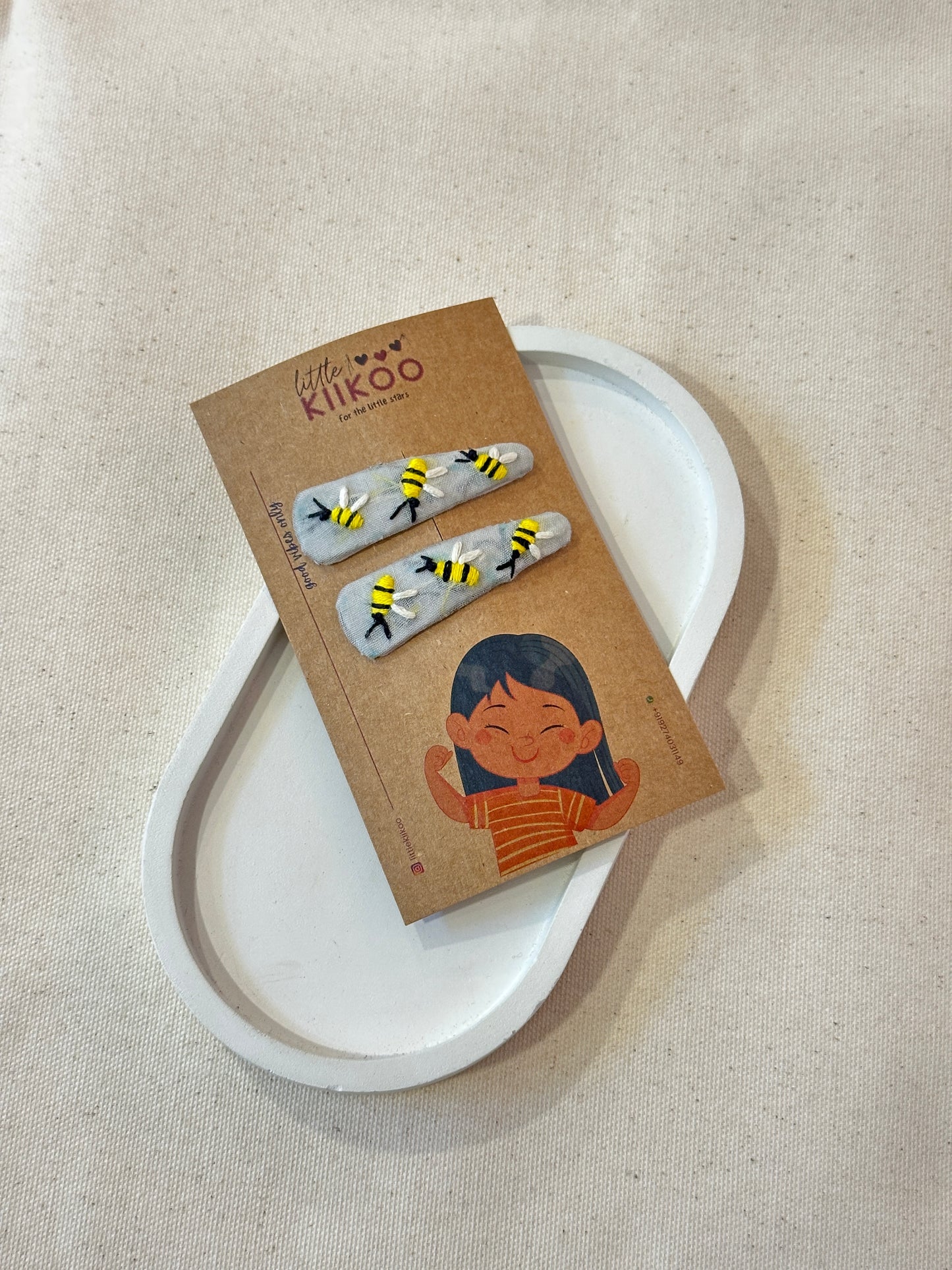 Bee Happy Clips Handmade Hair Clips - Pack Of 2