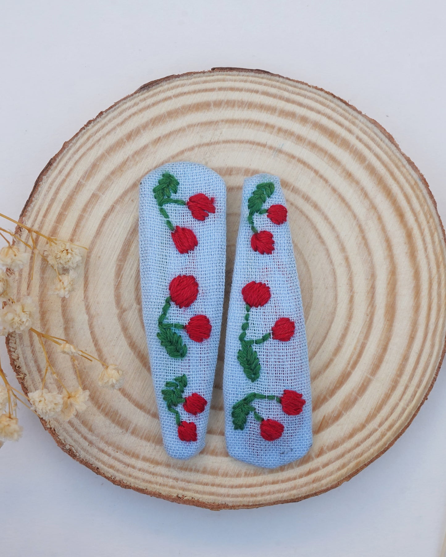 Cherry Blossom Handmade Hair Clips - Pack Of 2