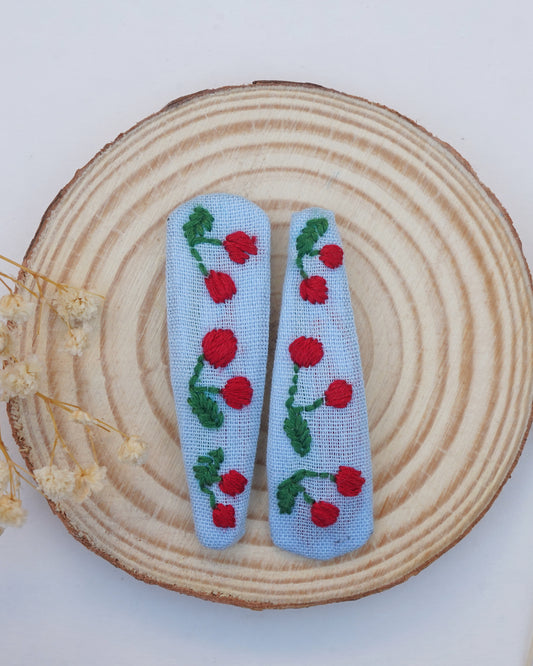 Cherry Blossom Handmade Hair Clips - Pack Of 2