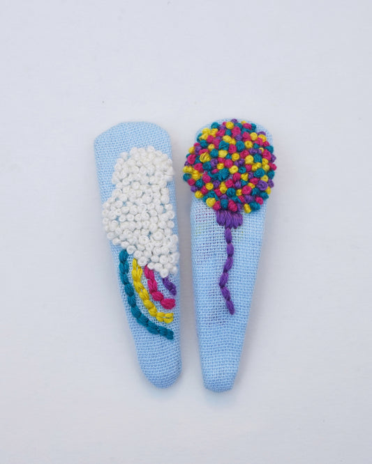 Rainbow & Balloon Handmade Hair Clips - Pack Of 2