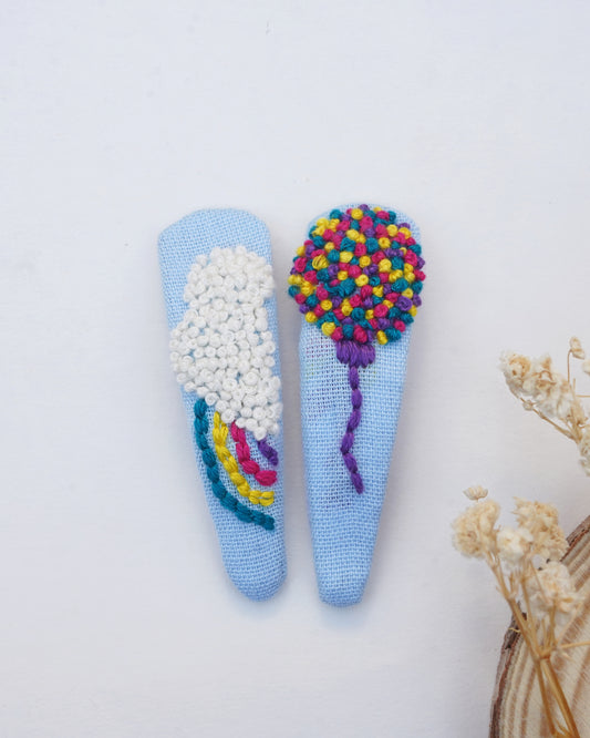 Rainbow & Balloon Handmade Hair Clips - Pack Of 2