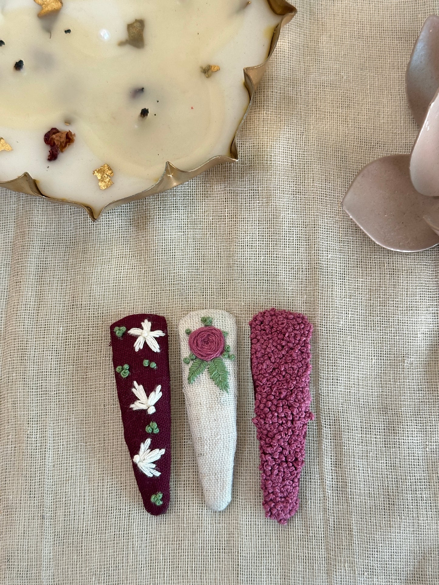 Berry Blooms Handmade Hair Clips - Pack Of 3