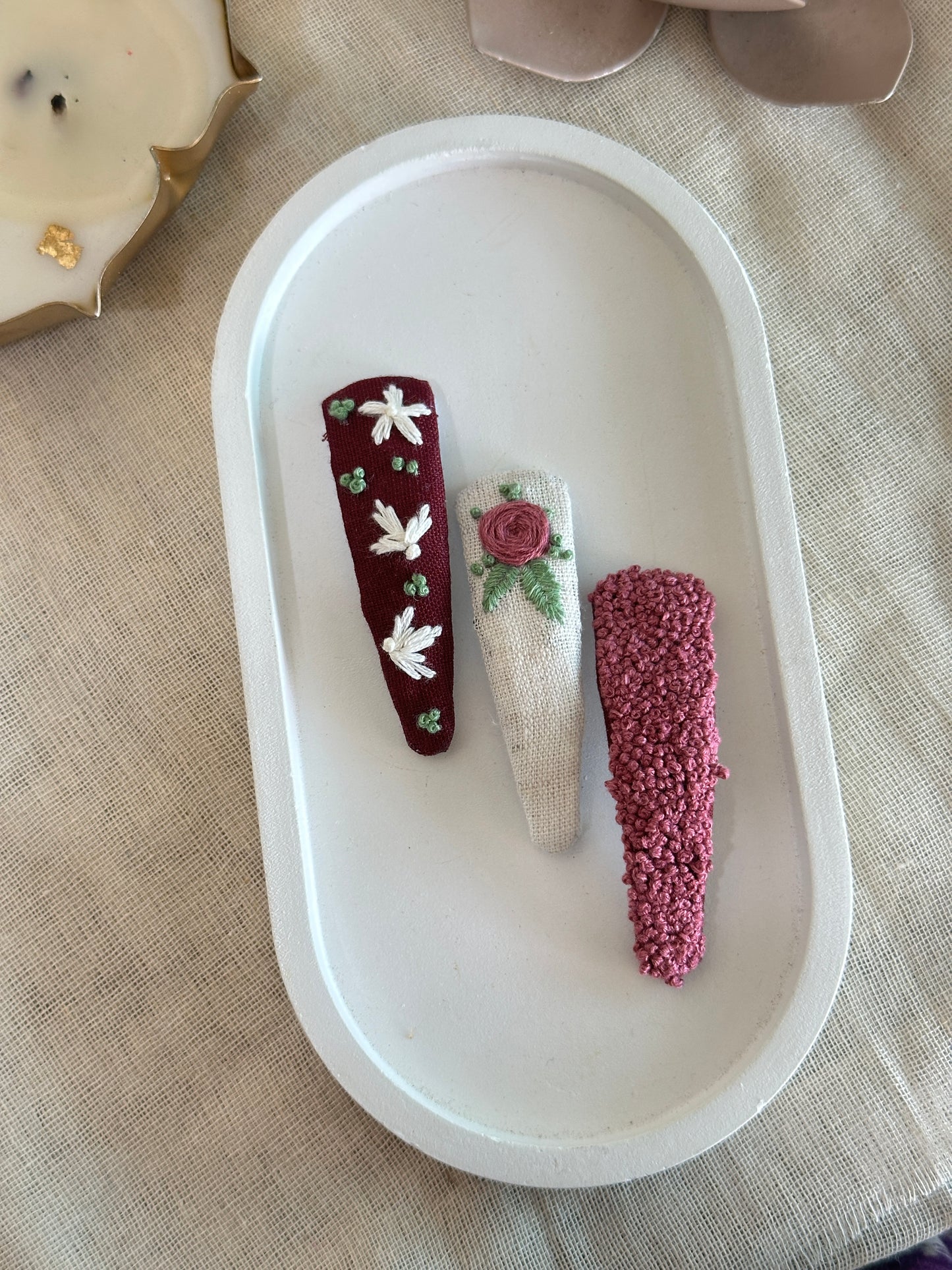 Berry Blooms Handmade Hair Clips - Pack Of 3