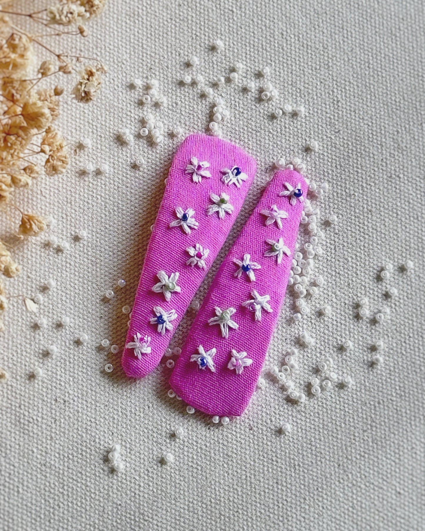 Poppy Pink Handmade Hair Clips - Pack of 2
