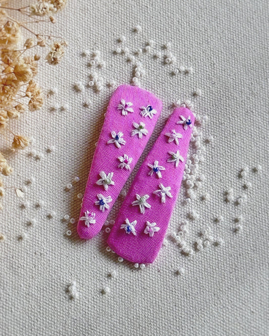 Poppy Pink Handmade Hair Clips - Pack of 2