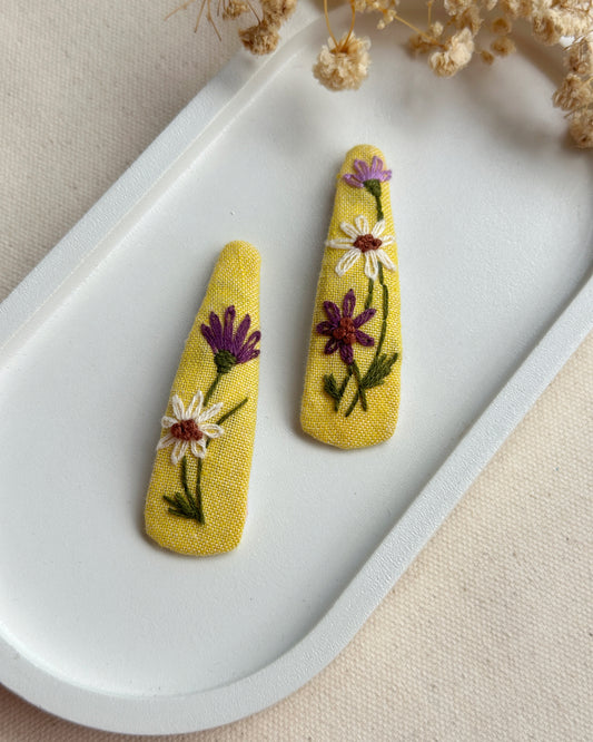 Yellow Garden Handmade Hair Clips - Pack Of 2