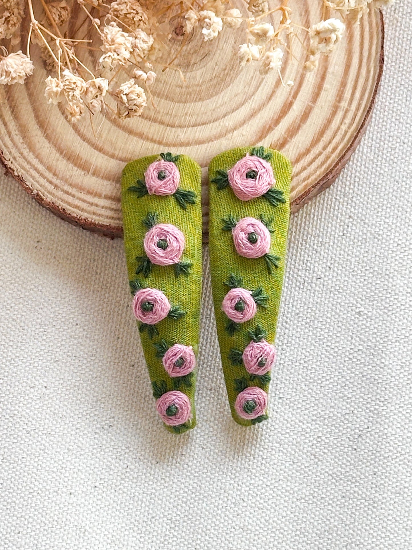 Rosebud Garden Handmade Hair Clips - Pack Of 2