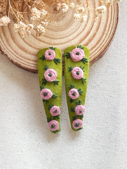 Rosebud Garden Handmade Hair Clips - Pack Of 2