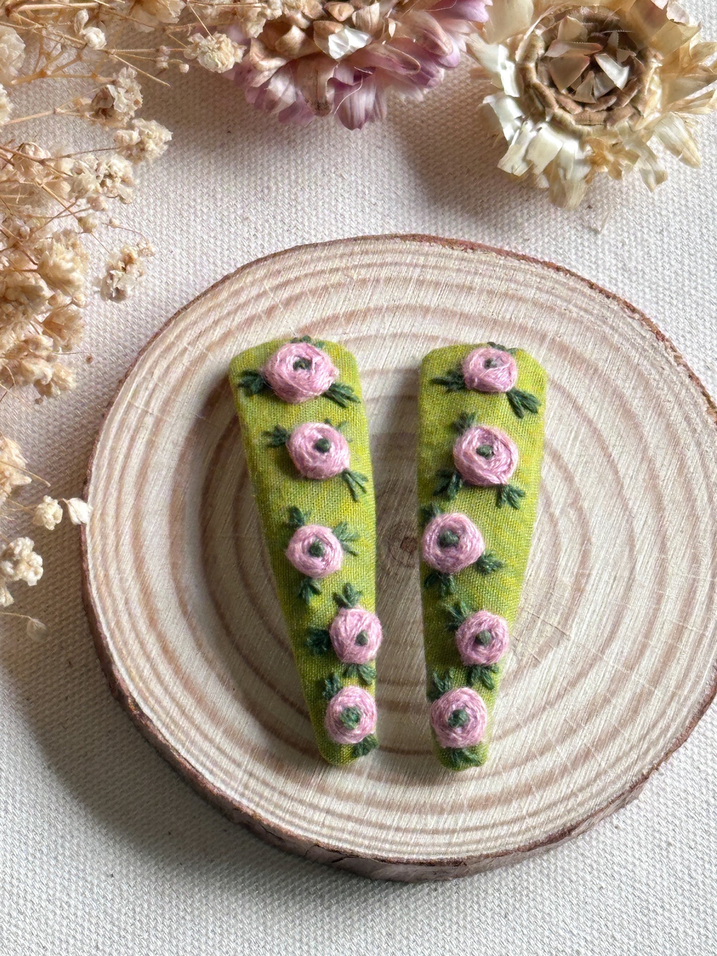 Rosebud Garden Handmade Hair Clips - Pack Of 2