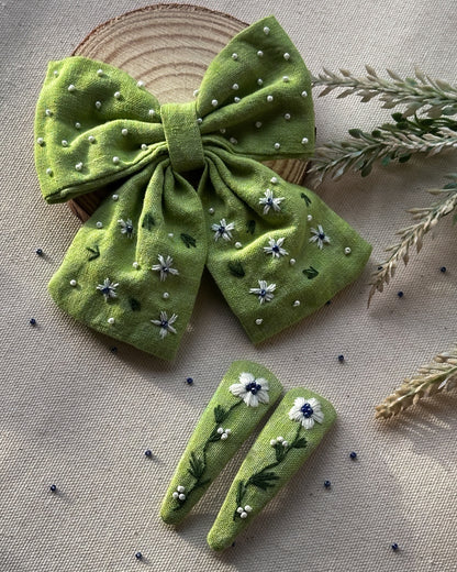 Daisy Drift Handmade Hairbow & Clip Combo
