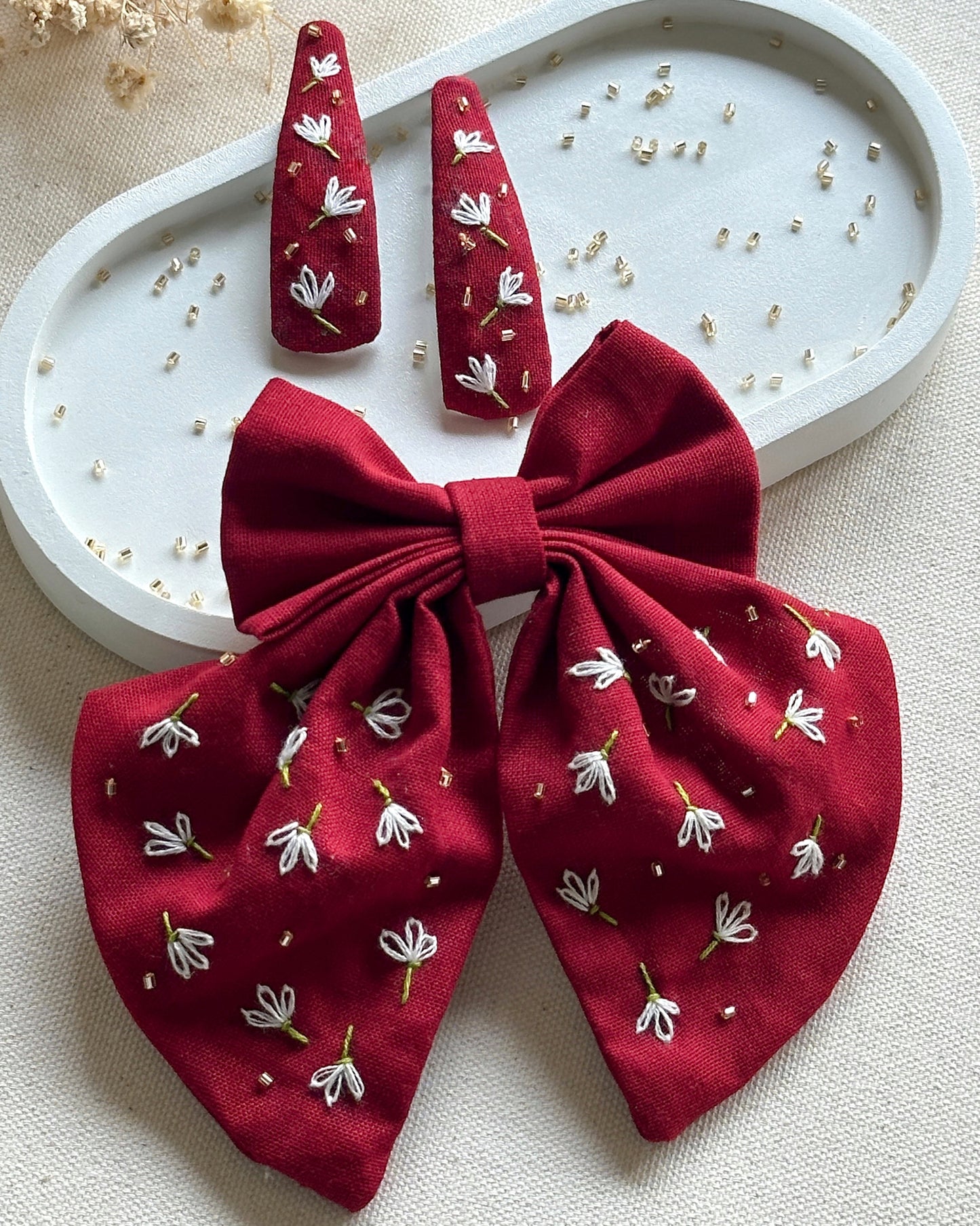 Maroon Meadow Handmade Hairbow & pin combo