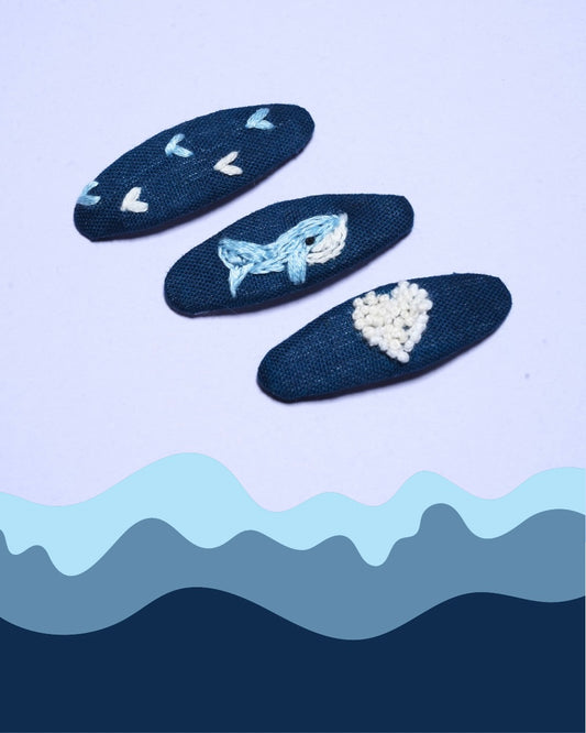 Heart Of The Sea Handmade Hair Clips - Pack of 3